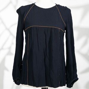Zara Navy Blue Crepe Blouse - Size S
